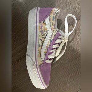 Purple and White Van Sneakers with Unicorn Print